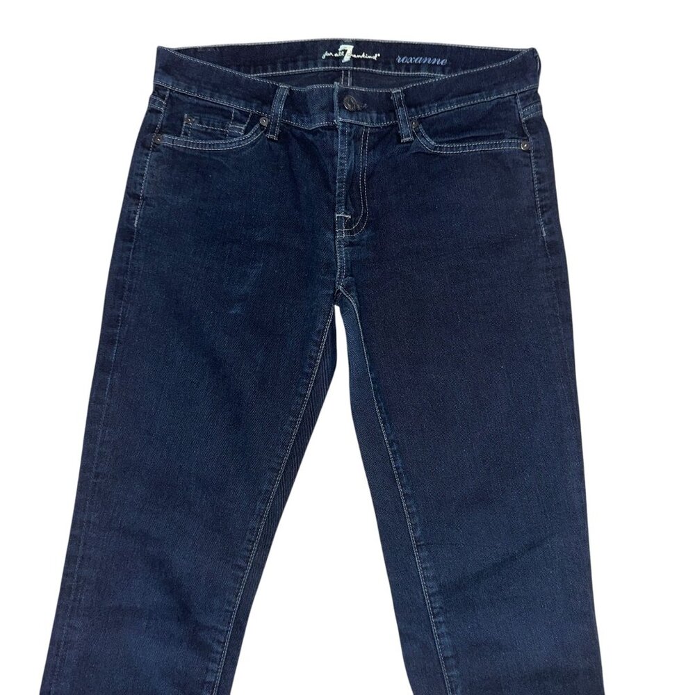7 For All Mankind 7FAM Roxanne Womens Jeans 28 33 Straight Leg Dark Embellished - Picture 3 of 8